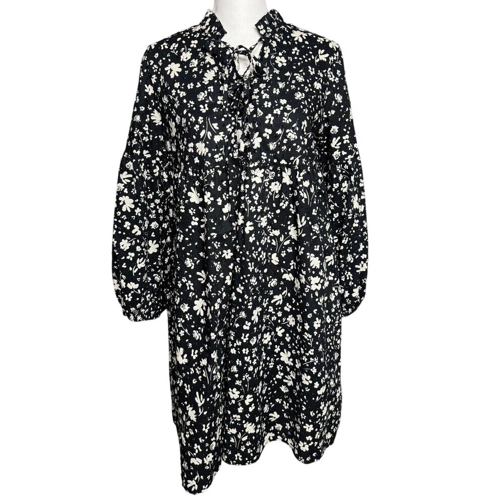 Who What Wear Floral Babydoll Mini Dress Balloon Sleeve Cotton XS